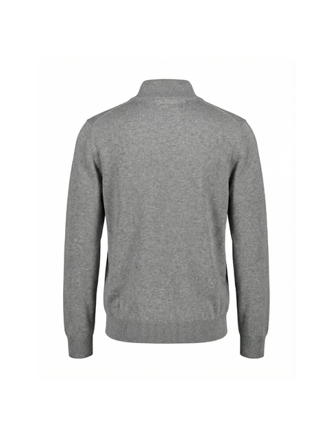 Wool & Cashmere Zip High-Neck Sweater- Grey