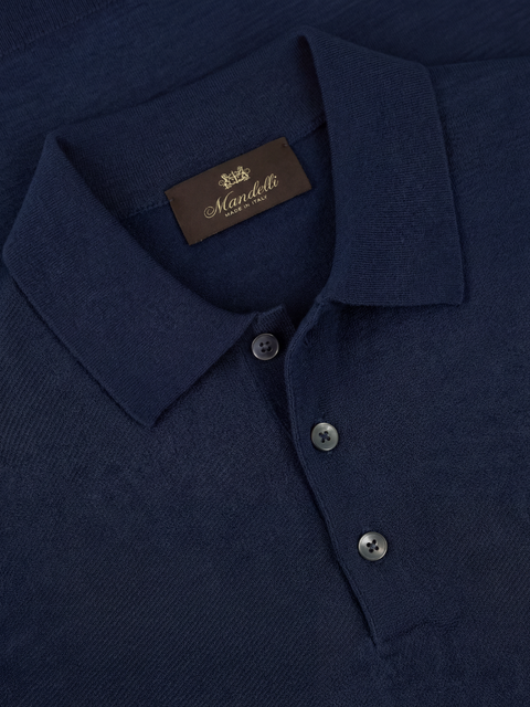 Pure Wool Knitted Polo – Navy