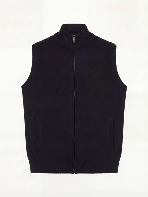 Wool & Cashmere Zip Vest- Black
