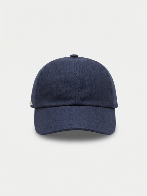 Virgin Wool, Silk & Linen Baseball Cap - Blue