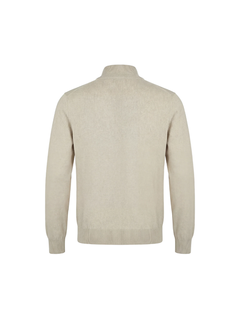 Wool & Cashmere Zip High-Neck Sweater- Beige