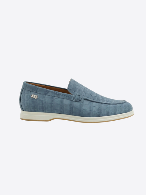 Crocodile Nubuck Leather Loafers – Light Blue