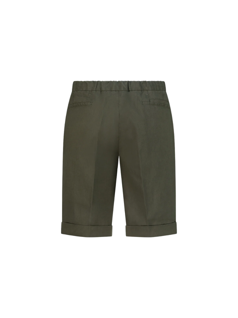 Linen & Cotton Drawstring Bermuda in Verde Militare