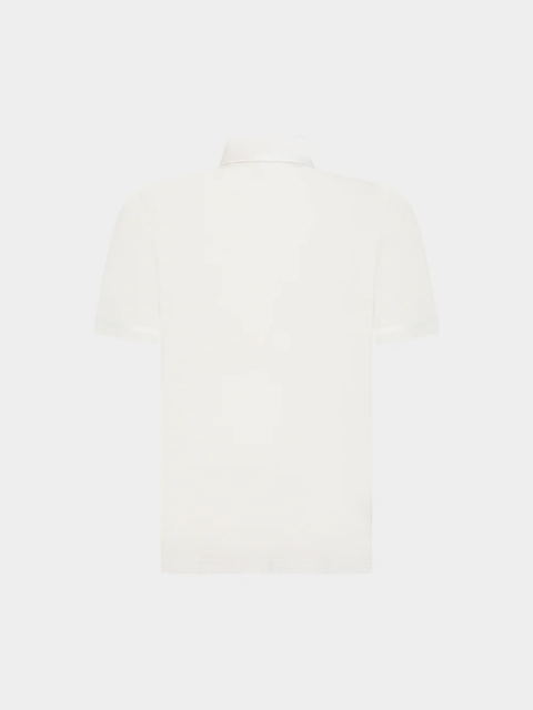 Knitted Cotton Polo with Buttons - White