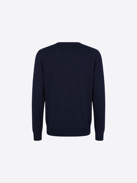Knitted Round-Neck Sweater in Pure Wool – Navy Blue