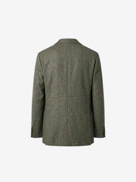 Soft Tailored Wool & Cotton Blazer- Military Green