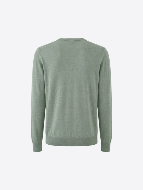 Knitted Round-Neck Sweater in Pure Wool – Military Green
