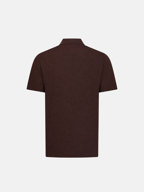 Cotton Knitted Zip Polo- Bordeaux