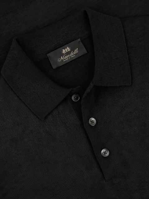 Knitted Wool Polo – Black