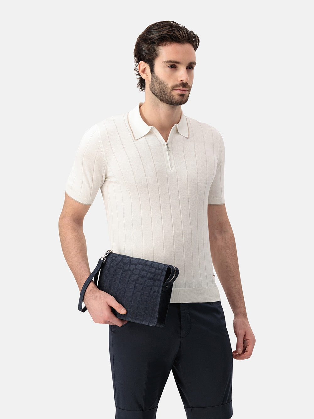 0CHAND Croco Clutch - Navy