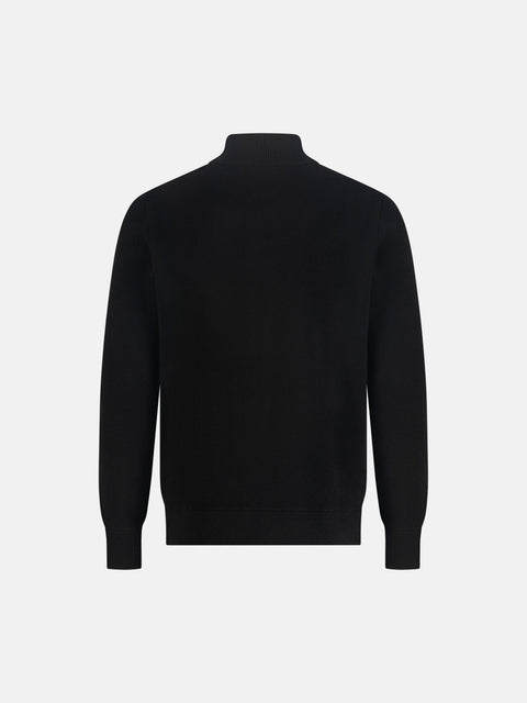 Mandelli Virgin Wool & Cashmere Full-Zip Knitted Blouson — Black, view 3