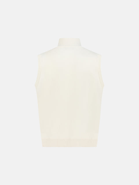 Mandelli Virgin Wool & Cashmere Full-Zip Knit Vest — White, view 3