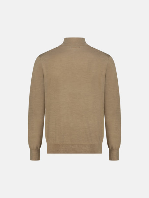 Mandelli Merino Wool Half-Zip Sweater — Cream, view 3