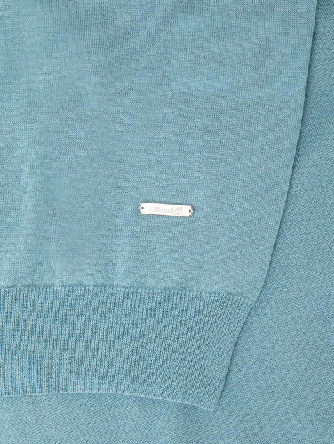 Merino Wool Full-Zip Sweater — Pale Aqua