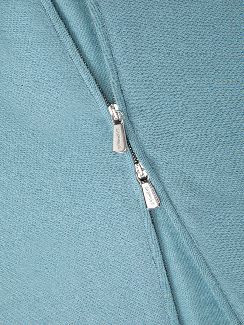 Merino Wool Full-Zip Sweater — Pale Aqua