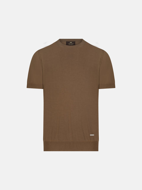 Mandelli Virgin Wool Knitted T-Shirt — Honey