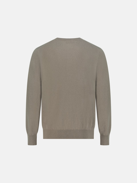 Mandelli Pure Cashmere Round-Neck Sweater — Stone, view 3
