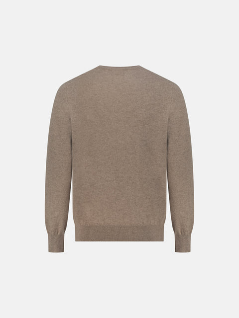 Mandelli Pure Cashmere Round-Neck Sweater — Beige, view 3