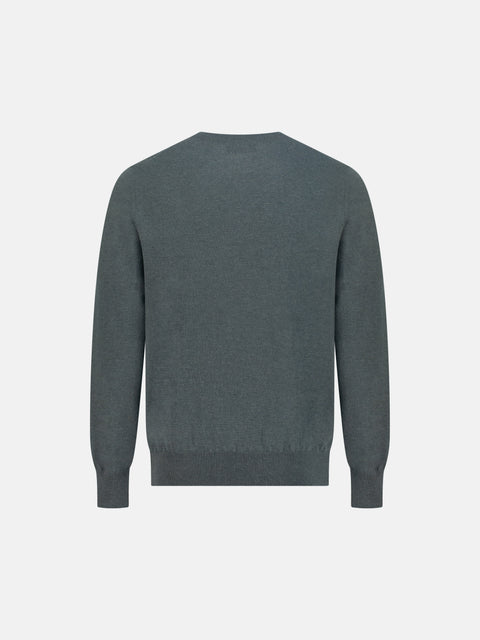 Mandelli Pure Cashmere Round-Neck Sweater — Dew, view 3