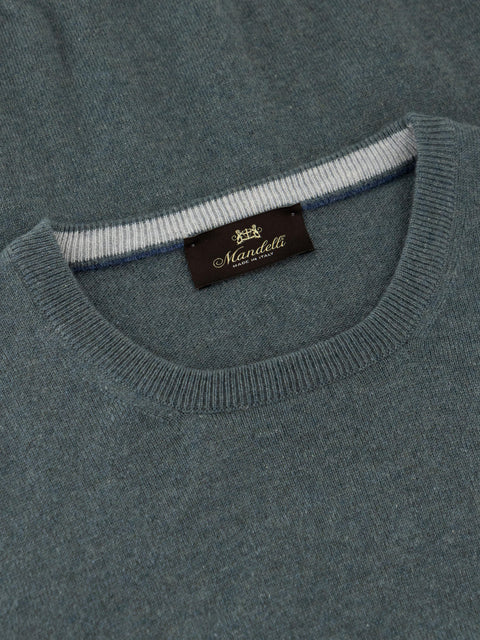 Mandelli Pure Cashmere Round-Neck Sweater — Dew, view 2