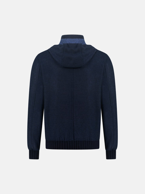 Mandelli Cashmere Blend Blouson with Detachable Hood — Cobalt Blue, view 3