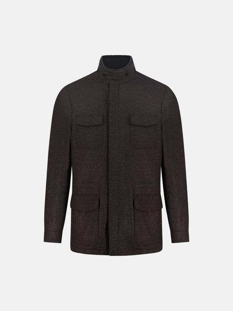 Mandelli Cashmere Blend Travel Jacket — Espresso