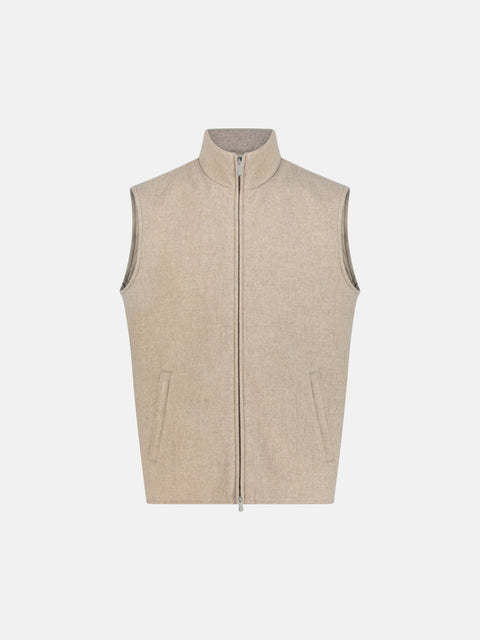 Mandelli Pure Cashmere Vest with Nylon Lining — Light Beige
