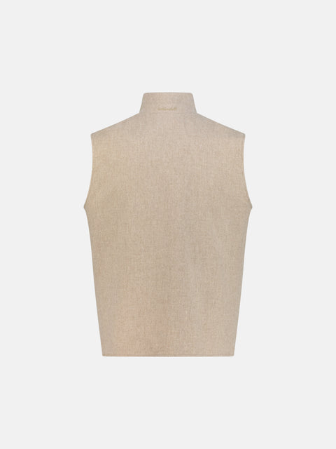 Mandelli Pure Cashmere Vest with Nylon Lining — Light Beige, view 3