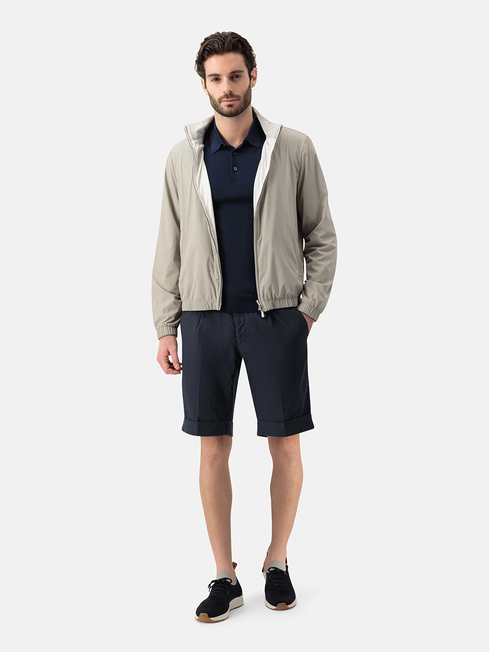 Doppio Stile Reversible Nylon Jacket – Sand Grey