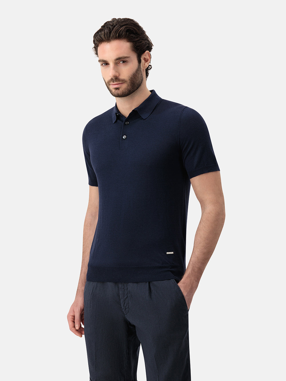 Lusso Fresco Knitted Polo – Navy