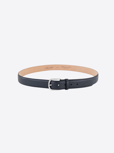 Grained Leather Belt – Navy
