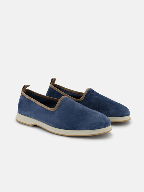 Suede leather Slip-On Shoes - Blue