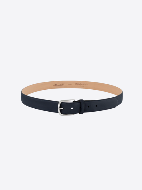 Grained Leather Belt – Dark Blue