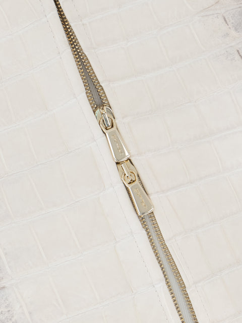 Himalayan Crocus Crocodile Leather Blouson – Ivory