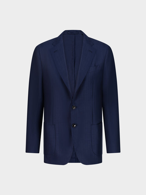 Wool, Silk & Linen Jacket in Blu