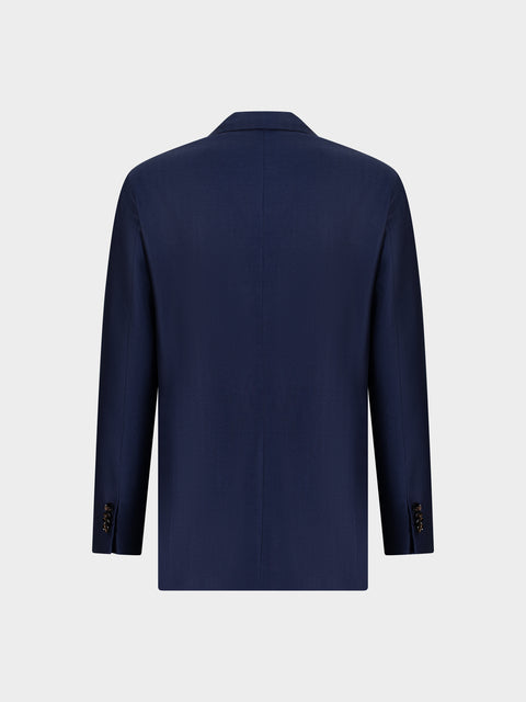 Wool, Silk & Linen Jacket in Blu