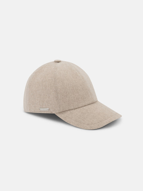 Mandelli Baby Cashmere Baseball Cap — Light Beige, view 2