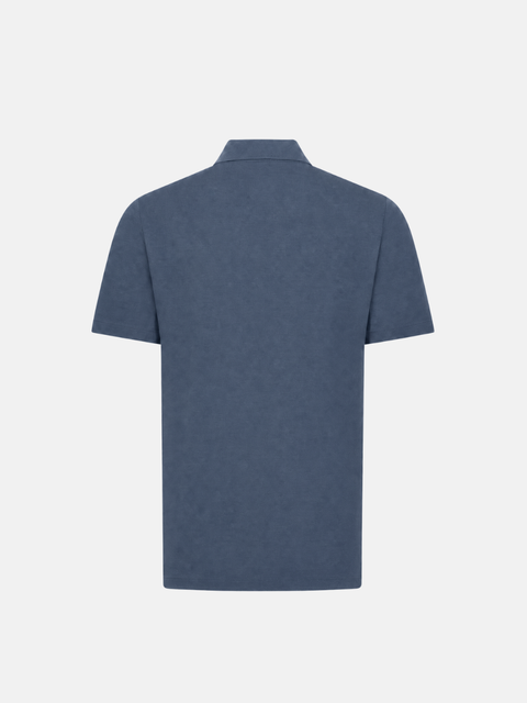 Cotton Knitted Zip Polo- Dark Blue