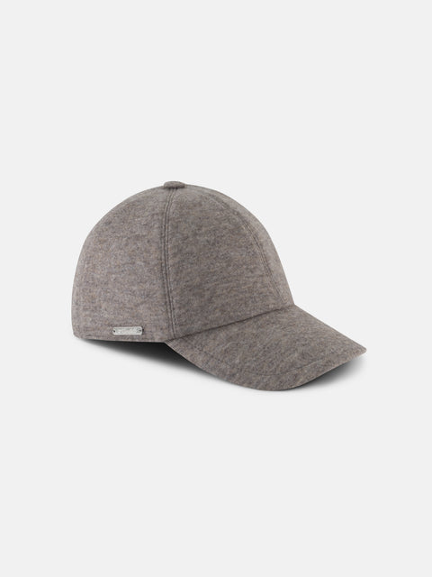 Mandelli Cashmere Blend Baseball Cap — Taupe, view 2