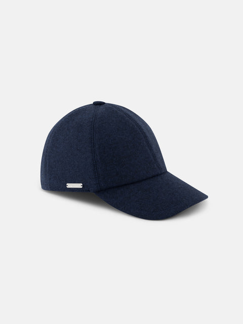 Mandelli Cashmere Blend Baseball Cap — Cobalt Blue, view 2