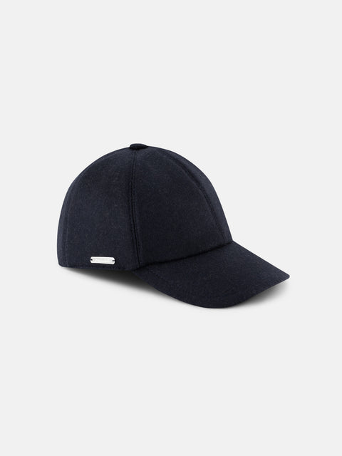 Mandelli Cashmere Blend Baseball Cap — Midnight Navy, view 2