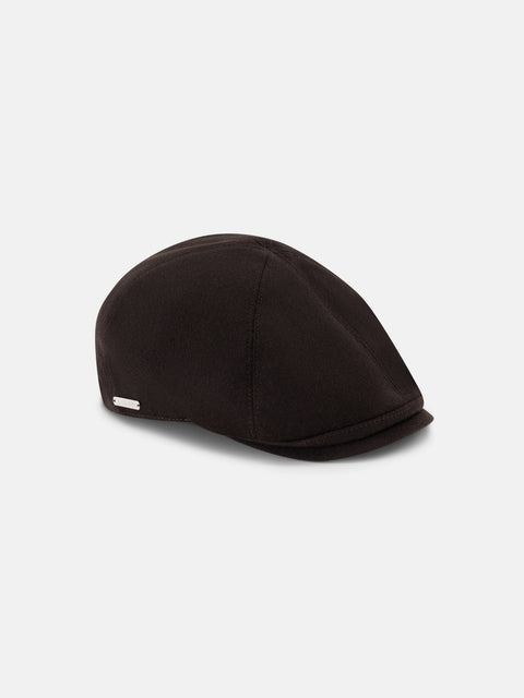 Mandelli Pure Cashmere Flat Cap — Brown, view 2