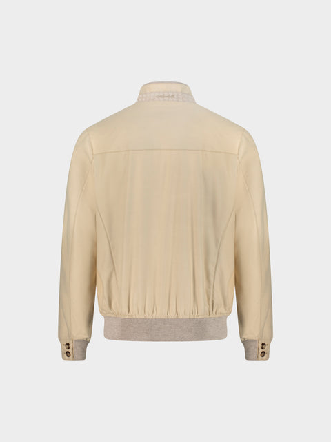 Vicuña Fabric Blouson with Crocodile Details – Biscuit