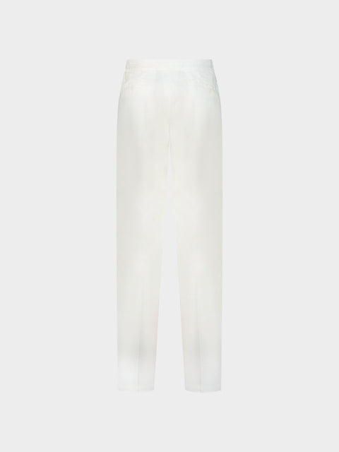 Linen & Cotton Drawstring Trousers - White
