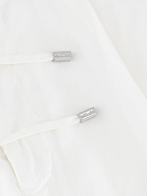 Linen & Cotton Drawstring Trousers - White