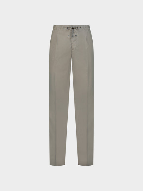 Linen & Cotton Drawstring Trousers - Stone