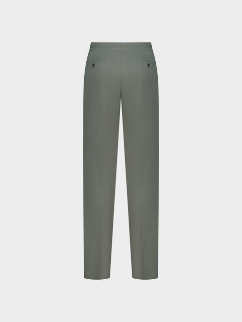 Linen & Cotton Drawstring Trousers - Military Green