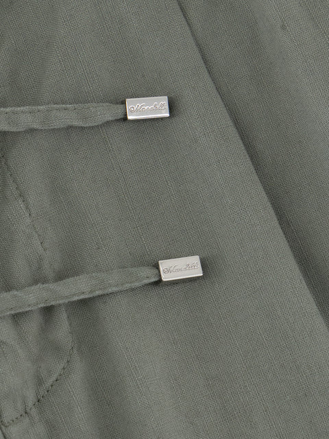 Linen & Cotton Drawstring Trousers - Military Green