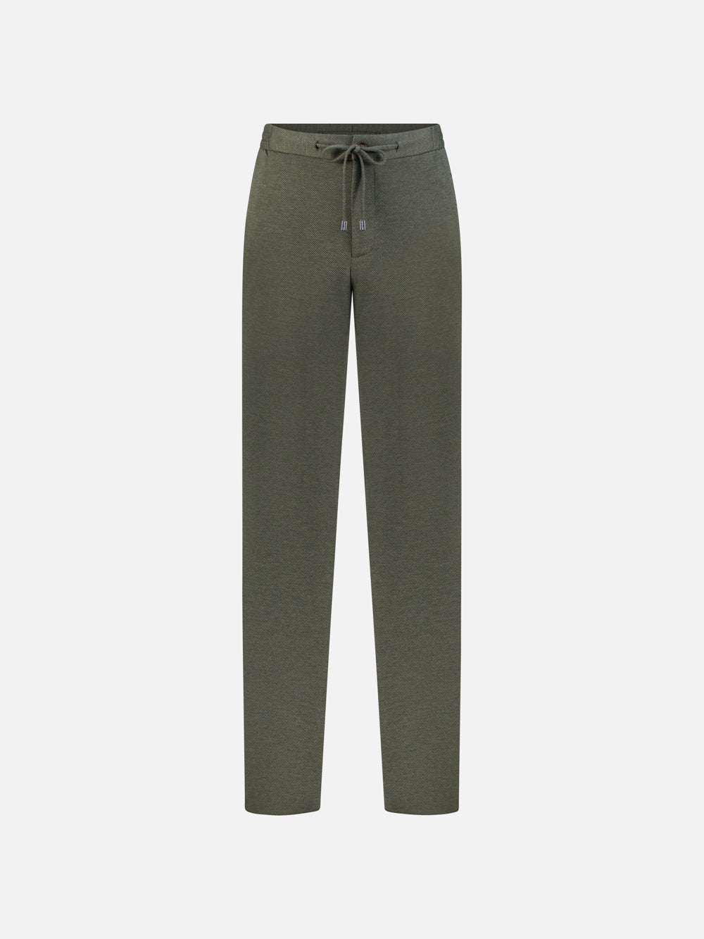 Wool & Cotton Drawstring Trousers – Olive Grey