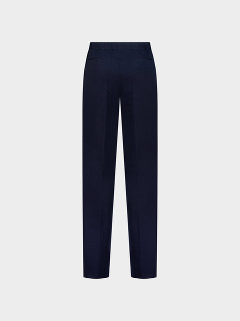 Wool & Cotton Jersey Trousers in Blu Notte